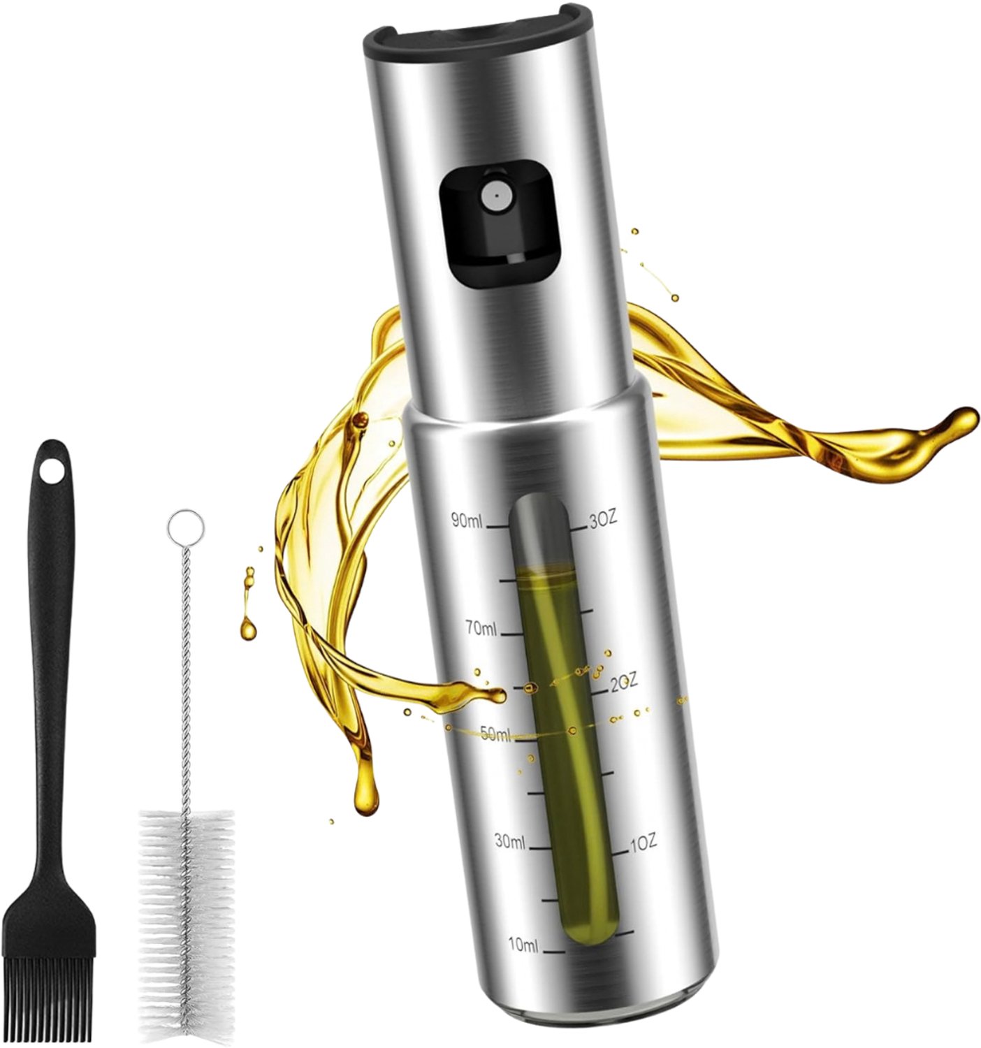 Verte - Olie Dispenser - Olieverstuiver - Om Met Olijfolie Te Koken - 100 Ml - Roestvrij Staal - Voor De Heteluchtfriteuse - Salades - Barbecue