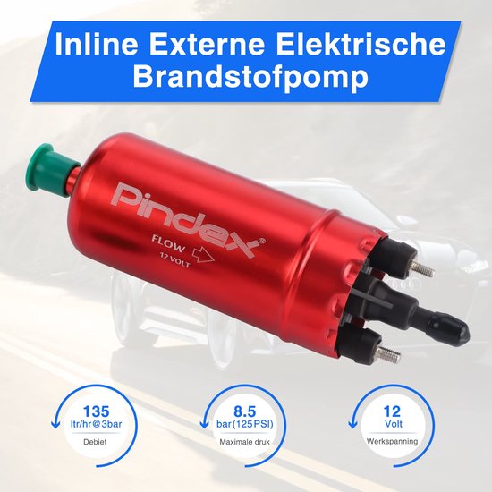 12V Elektrische Brandstofpomp Hogedruk Universele 12 V Inline Benzine Diesel Brandstof Transfer Pomp 125PSI Externe Pomp Vervanging 0580464070 (Rood) — afbeelding 4