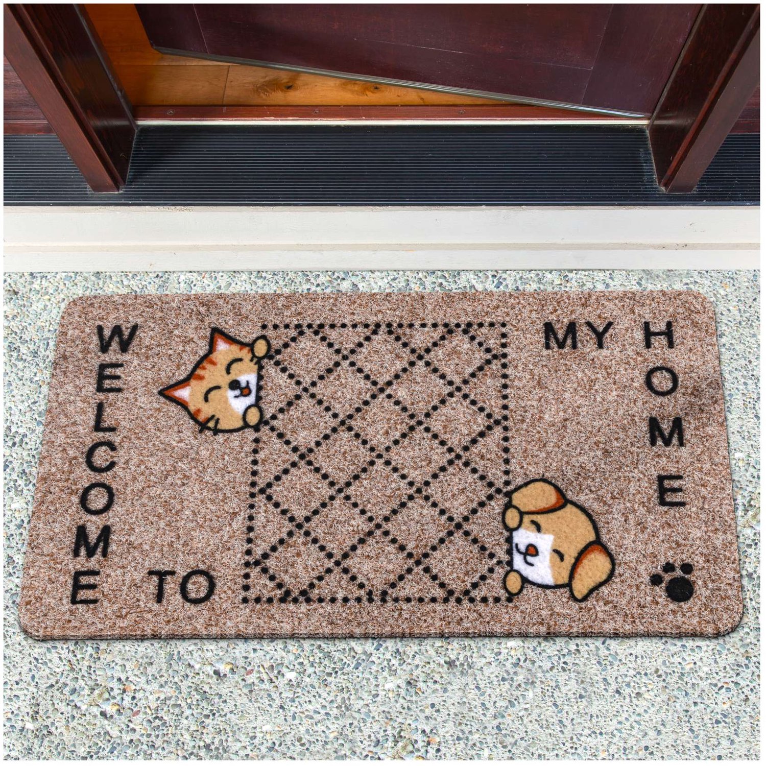 ANRO Welcome to my Home Deurmat Bruin 40x70 cm - Antislip - 3D-effect