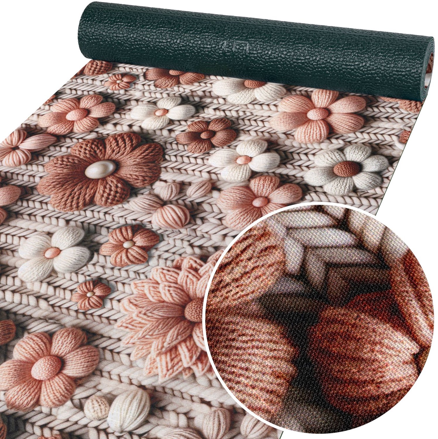 ANRO Keukenloper Novara Bloemen Oudroze 220x52cm – Antislip Gangloper Tapijtloper 3 mm Laagpolig