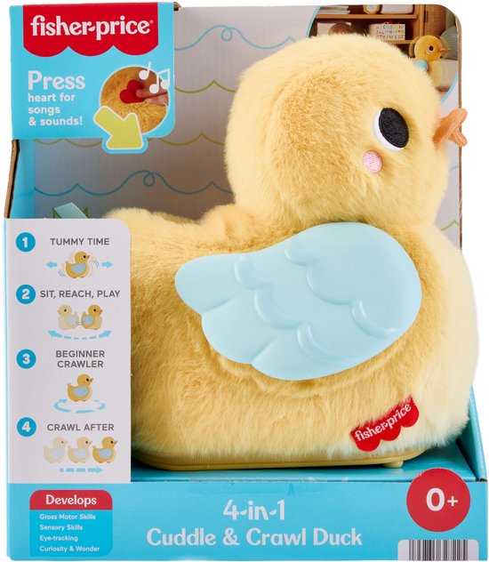 Fisher-Price 4-in-1 Knuffel en Kruip Eend - op de buik spelen met muziek en kruipactiviteit en pluchen knuffel van Fisher Price — afbeelding 3