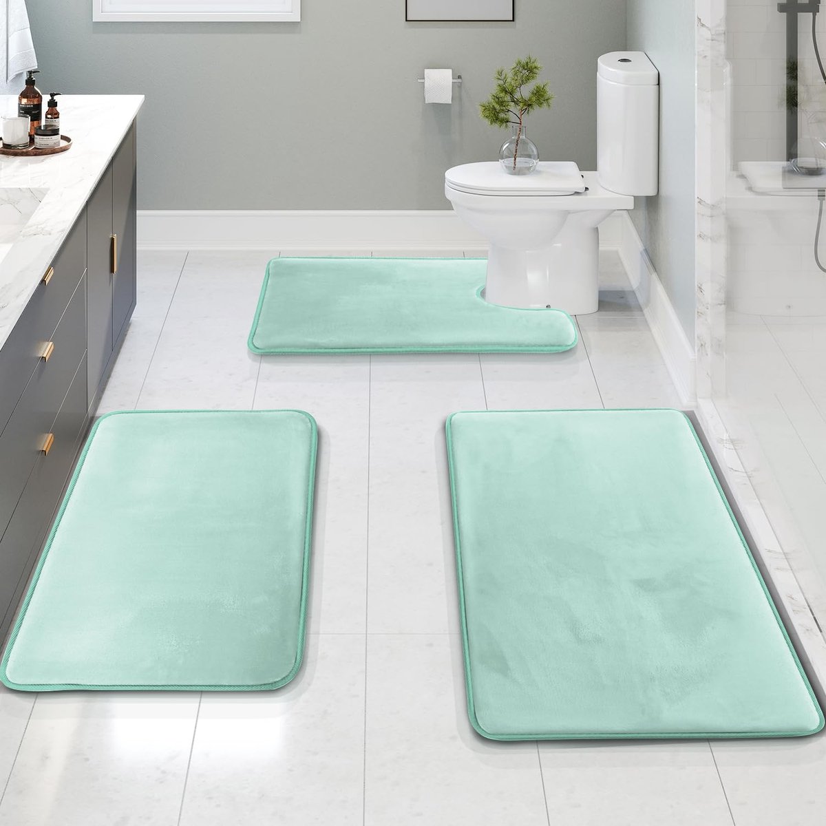 Badmat Ultra Soft Antislip en Absorberend Badkamer Tapijt, Grote Grootte, Kalm Blauw