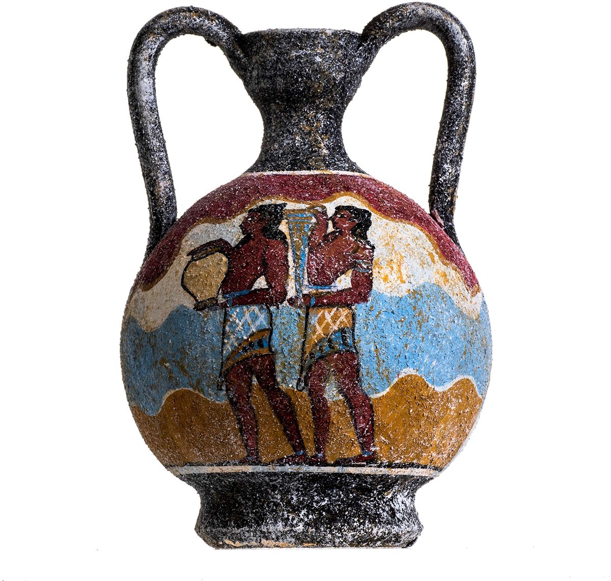 BeautifulGreekStatues Oude Griekse Minoan Amphora Cup Bearers handgemaakte keramische aardewerk vaas klein