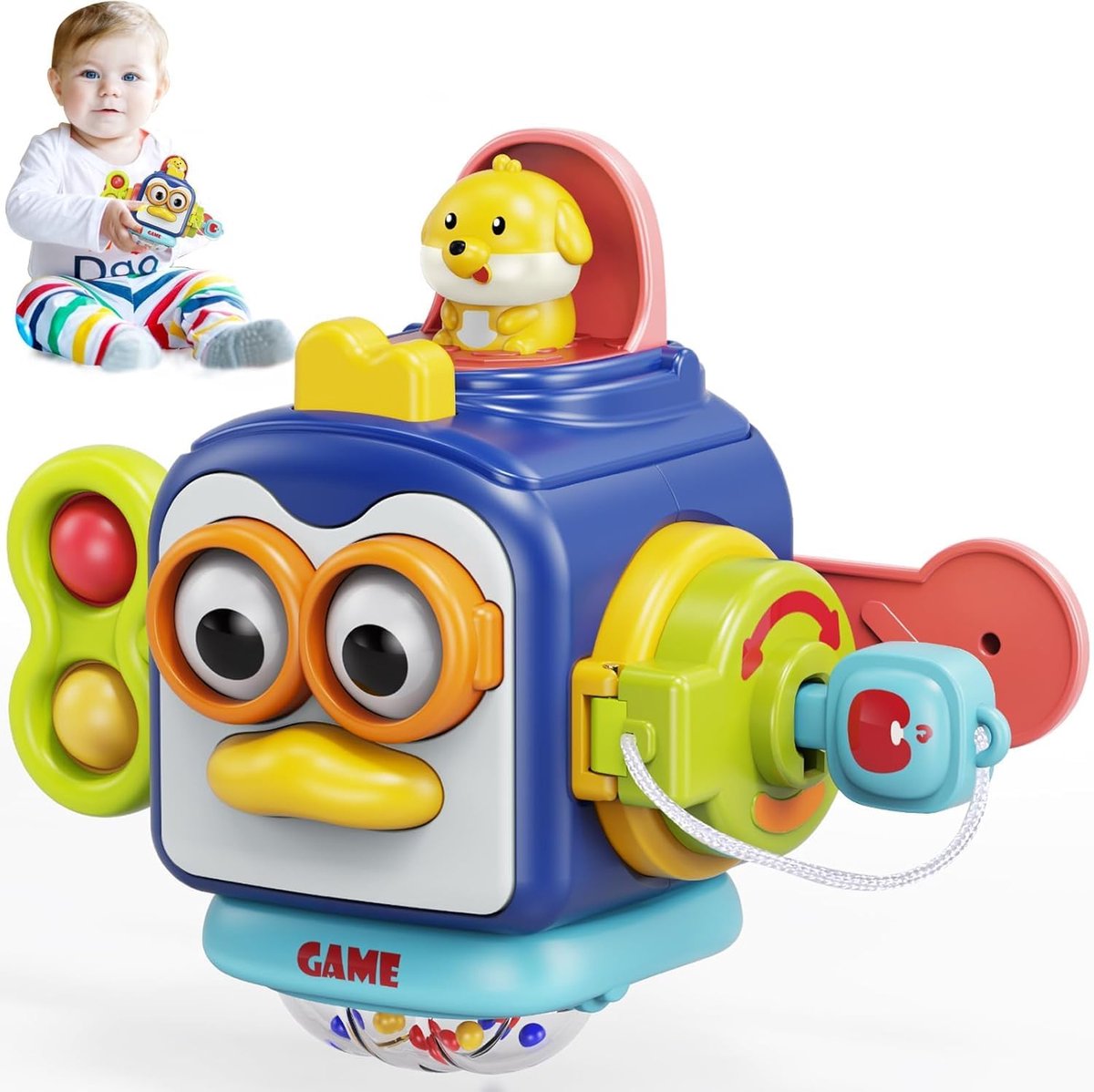 Montessori speelgoed - Baby Activiteiten Kubus - Educatief Babyspeelgoed - Sensorisch speelgoed - dobbelsteen - cadeau - voor kinderen van 6 tot 36 maanden - motorische - Peuter Speelgoed – Jongens – Meisjes - 1 jaar – 2 jaar – 3 jaar