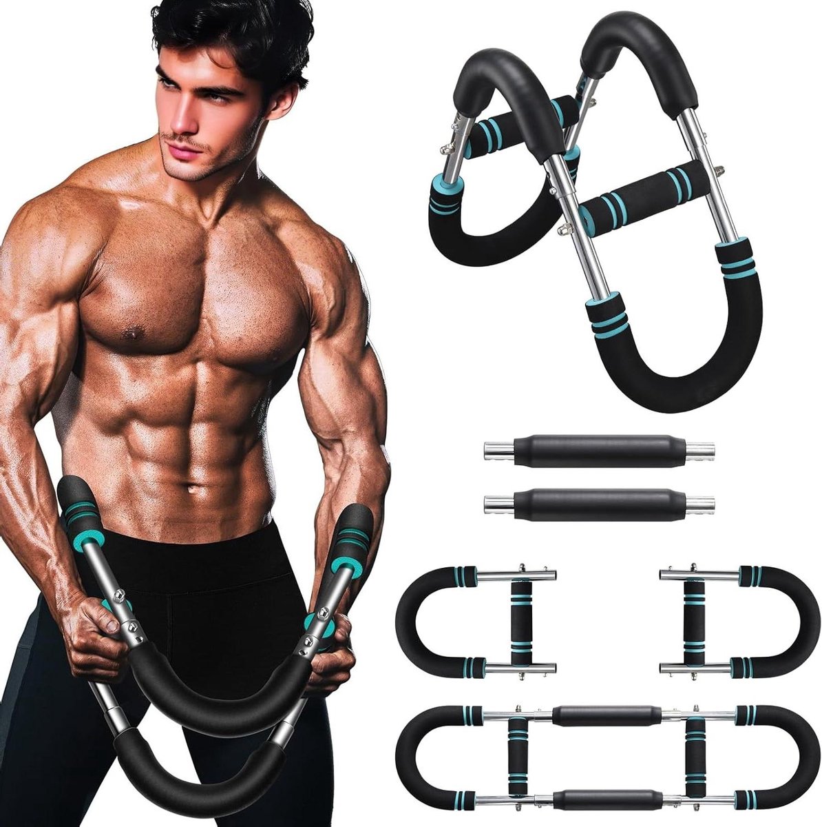 Borsttrainer Armtrainer - Krachtapparaat - Spierversterking - Verstelbare Weerstand - 40kg Weerstand - Metaal