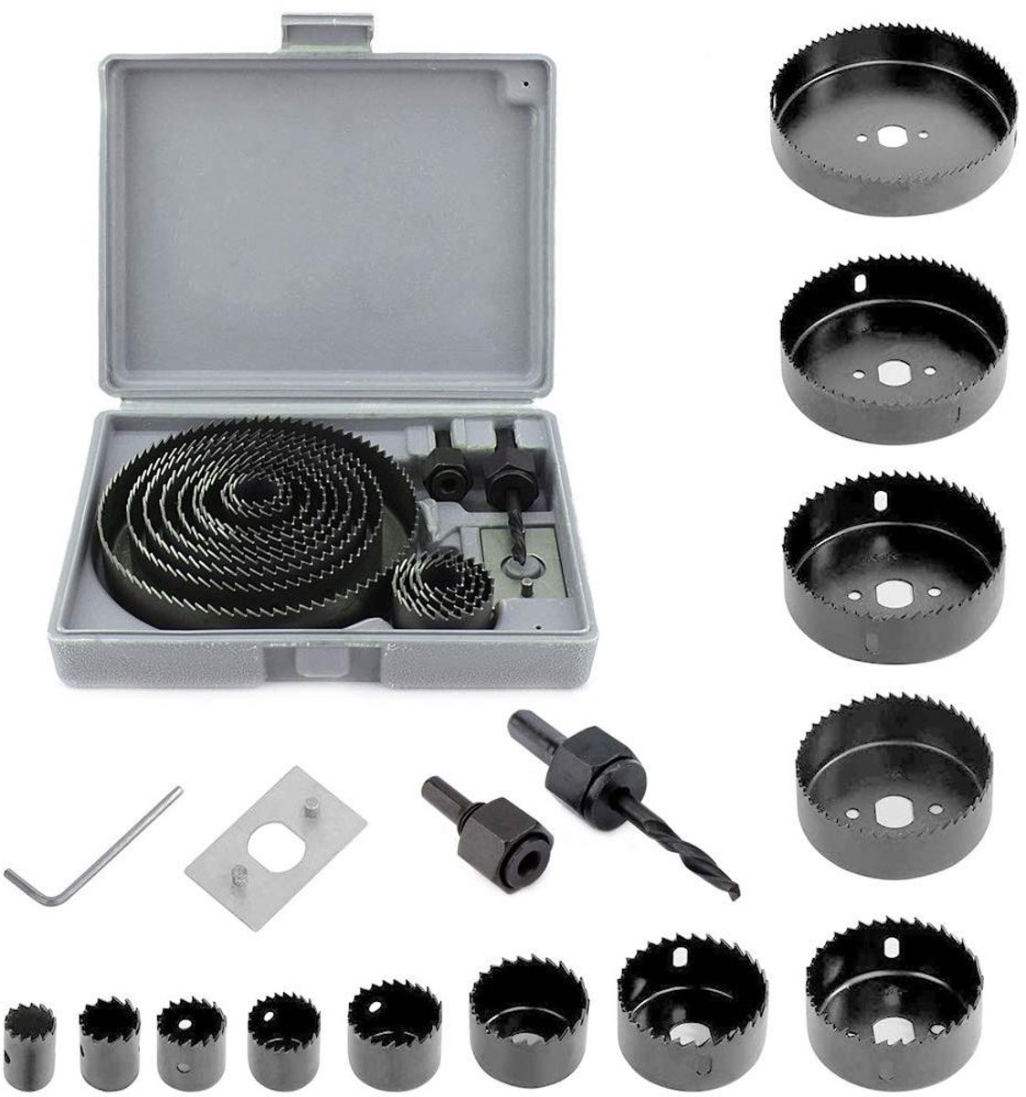 Gatzagenset Hout - Gatenboorset Cirkel - Gaten Maken - 13 Delig - 19 mm - 127 mm - Zwart