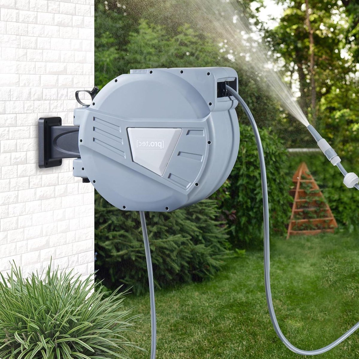 Slanghaspel Tuin - Waterslang oproller - Tuin water geven - Automatische oproller - 30 meter slang - Grijs