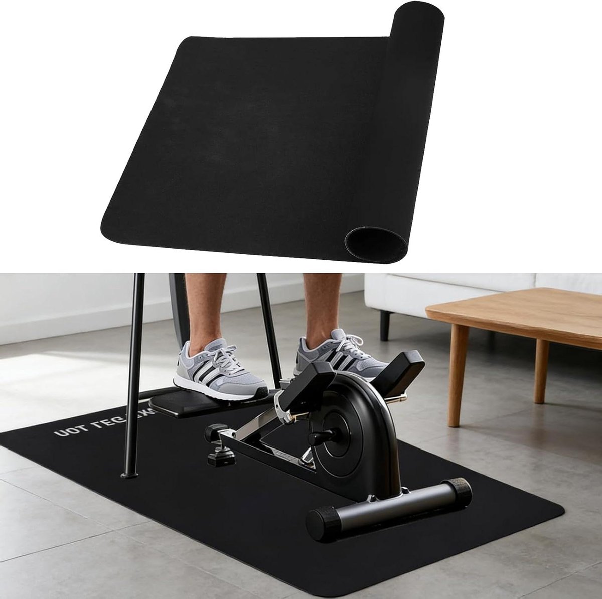 Fitness Vloermat - Sportmat Hometrainer - Bescherming Vloer - Antislip Geluidsdempend - 60 x 40 cm - Zwart