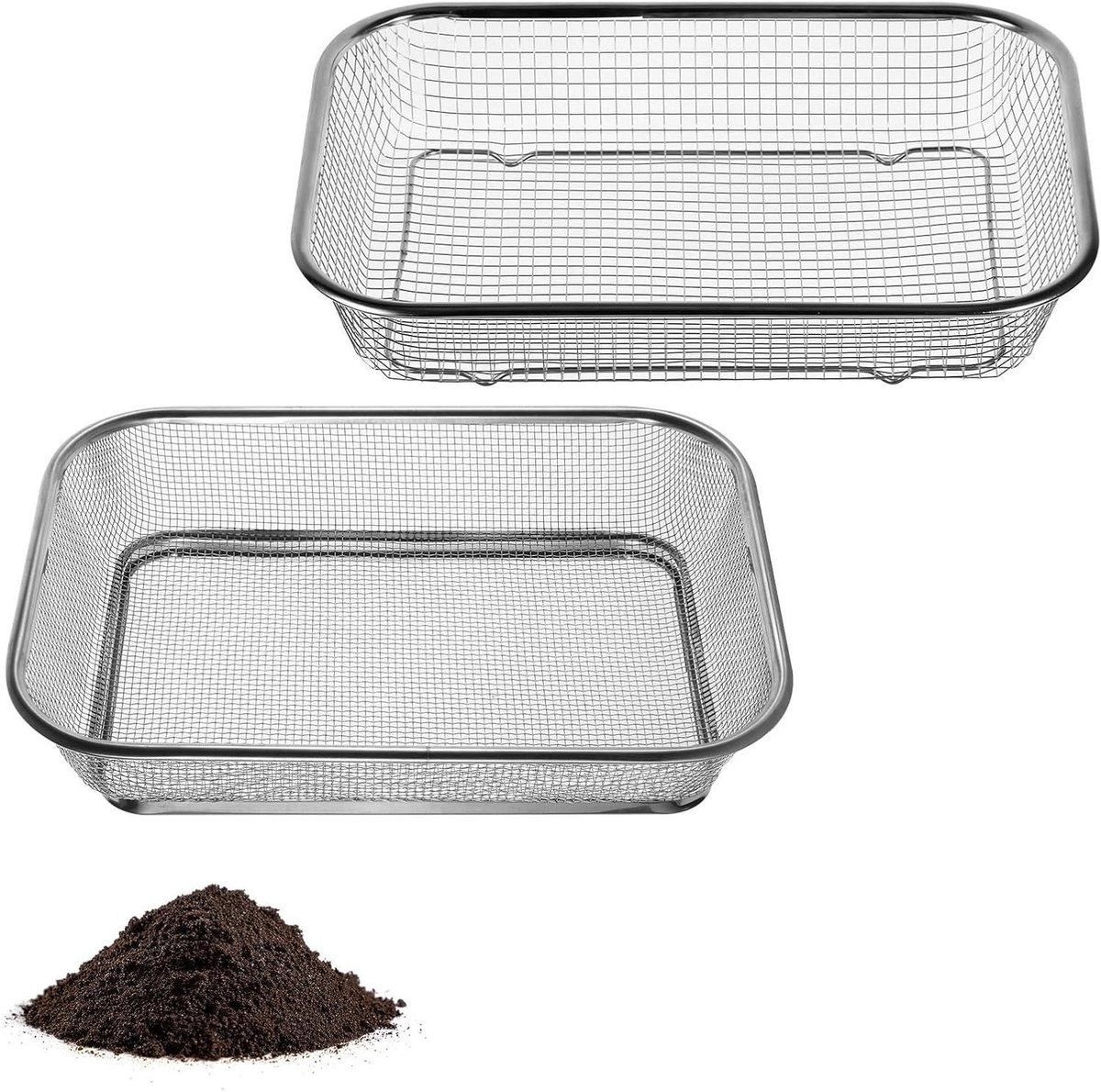 Tuin Zeef Set - Compost Zeef - Bodem Ziften - Dubbel Gaas - 29.5 cm - Zilver