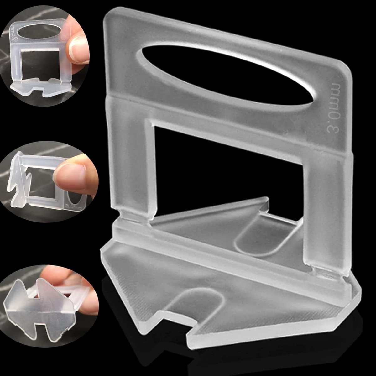 Tegelnivelleringssysteem Clips - Tegel afstandhouders Tegel leveler - Vloeren Egaliseren - Precisie Tegelpositionering - 300 stuks 3 mm - Transparant