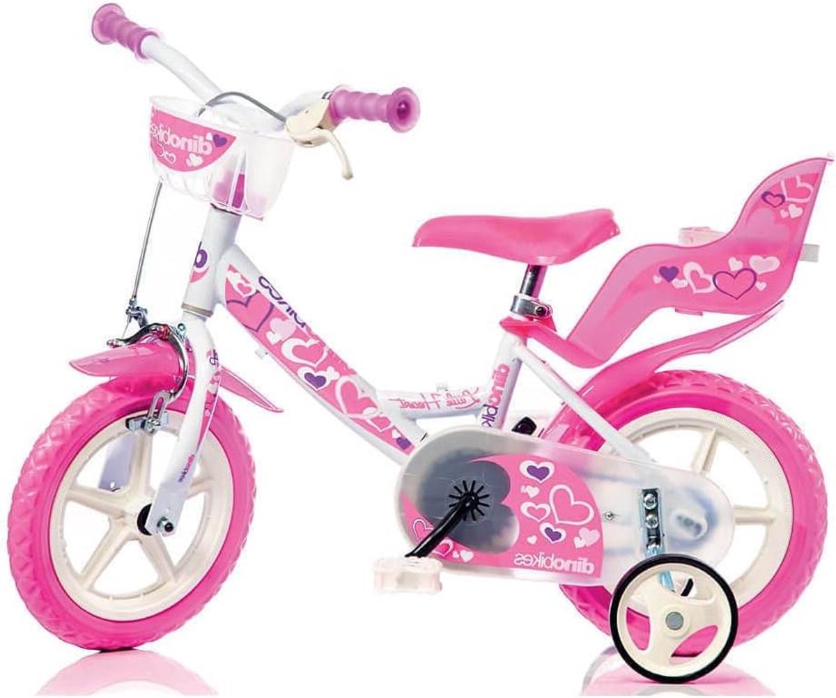 Kinderfiets - Meisjesfiets Fietsje - Leren Fietsen - Met Steunwielen - 12 inch - Meerkleurig