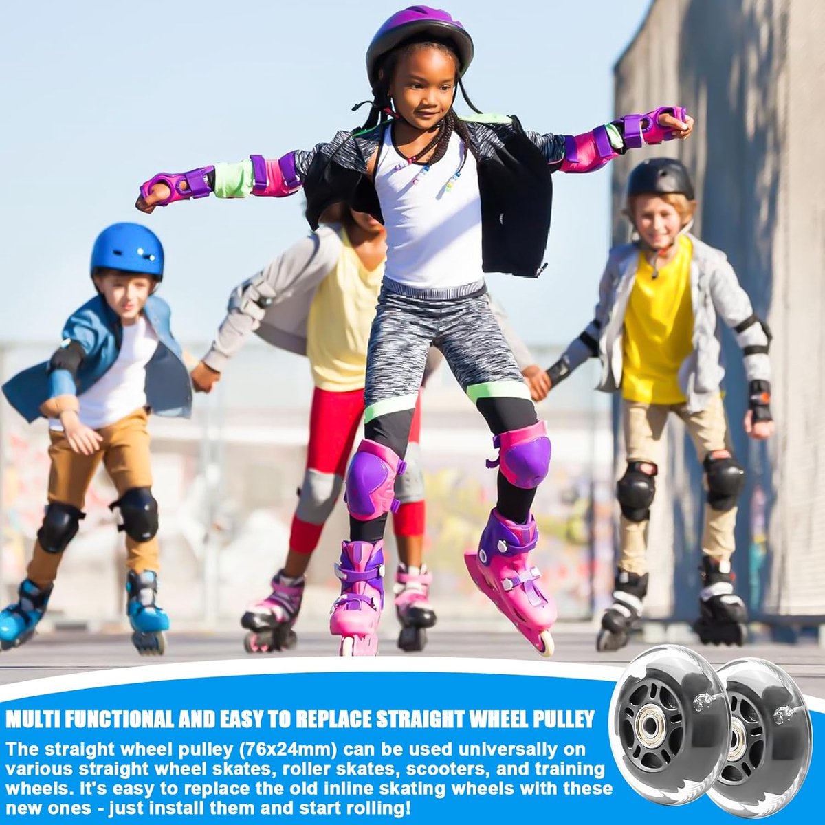 Inline skate wielen - Rolschaats wielen - Veilig skaten - Zonder batterijen lichtgevend - 76 mm - Transparant