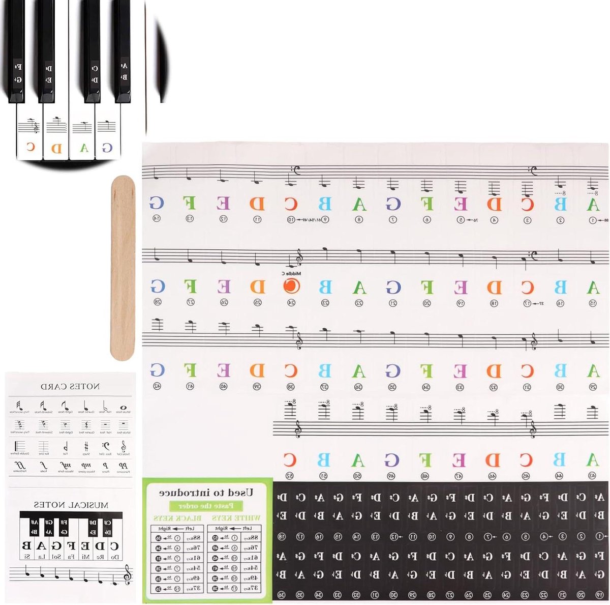 Pianostickers Toetsenbord - Notenstickers Piano - Piano Leren - Transparant Verwijderbaar - 88 Stuks - Transparant