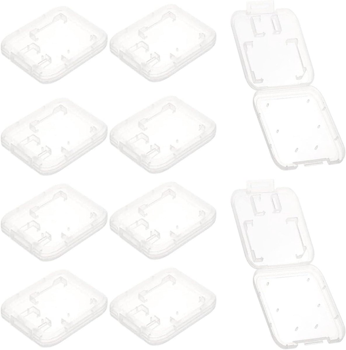 Geheugenkaart Opbergdoosjes - SD Kaart Houder - Kaarten Organiseren - Individuele Slots - 52 x 42 x 7 mm - Transparant
