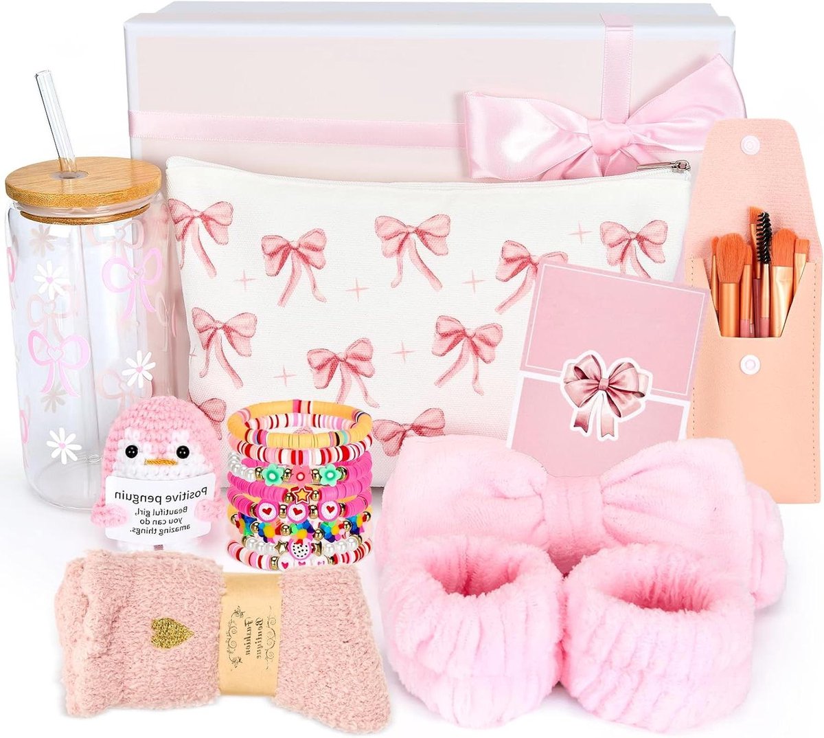 Cadeauset voor meisjes - Verjaardagscadeau set - Cadeau geven - Compleet met drinkglas - 10 delig - Blauw Roze
