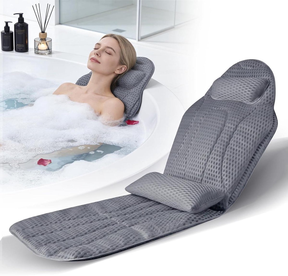 Badkussen Full Body - Badmat Kussen - Ontspannen in Bad - Ademend 5D Mesh Materiaal - 142 x 48 cm