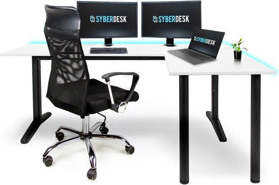 Gaming Hoekbureau - L-vorm bureau Speeltafel - Gaming setup - Geïntegreerd kabelbeheer - 197 x 132 cm - Hout — afbeelding 4