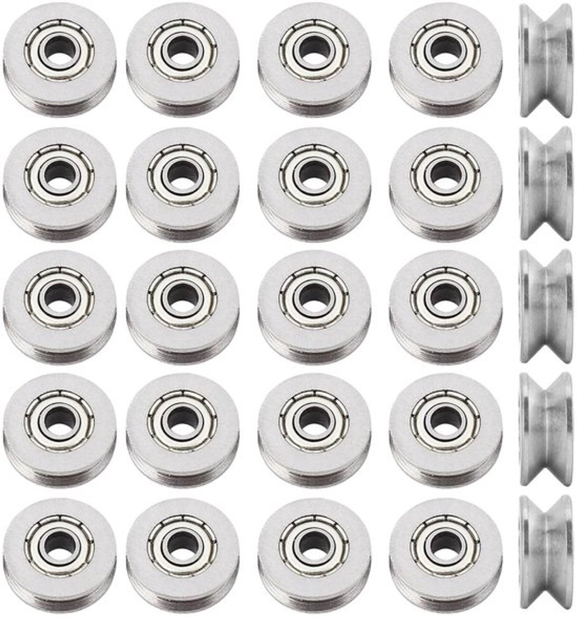 Flens V-groef miniatuurkogellagers 3 mm boring 12 mm OD 4 mm breedte