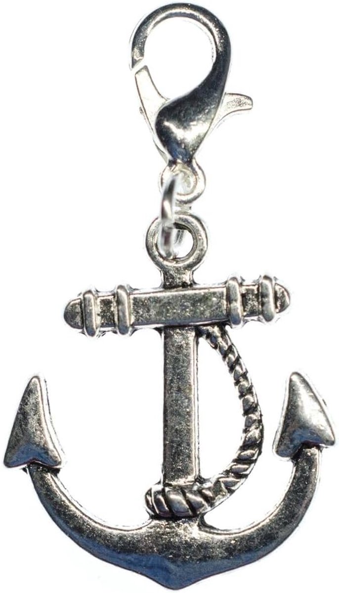 Anker met touw schip charm maritieme kapitein boot - handgemaakte modesieraden I kettinghanger verzilverd - bedelhanger bedelarmband - hanger voor armband, 23mm, Metaal Katoen, Geen
