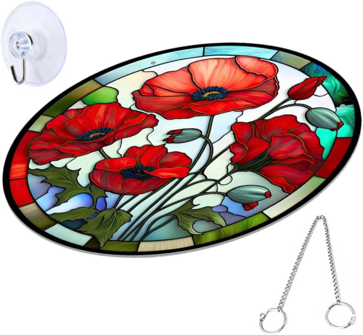 1 set bloemenhangers, deurhangers voor de voordeur, hangende zonnevanger, raam, hangende raamgordijnen van gebeitste deurkrans voor, acryl, dubbelzijdige decoraties