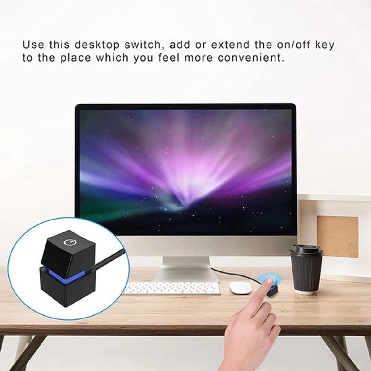 Allecto - Pc aan/uit knop - Desktopcomputer Schakelaar - 2M Externe