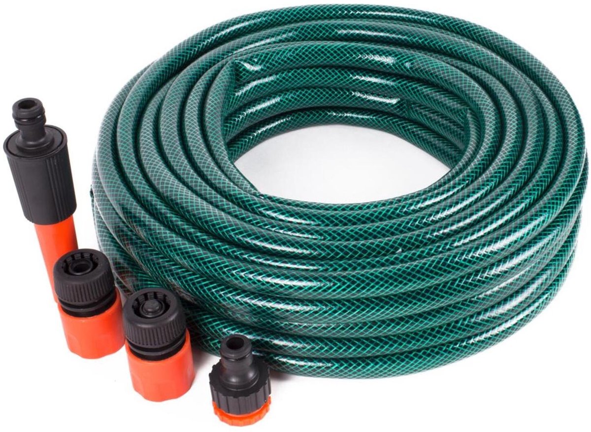Pro Garden Tuinslang - 15 meter - groen - tot 8 bar - incl. koppelstukken - tuin bewateren