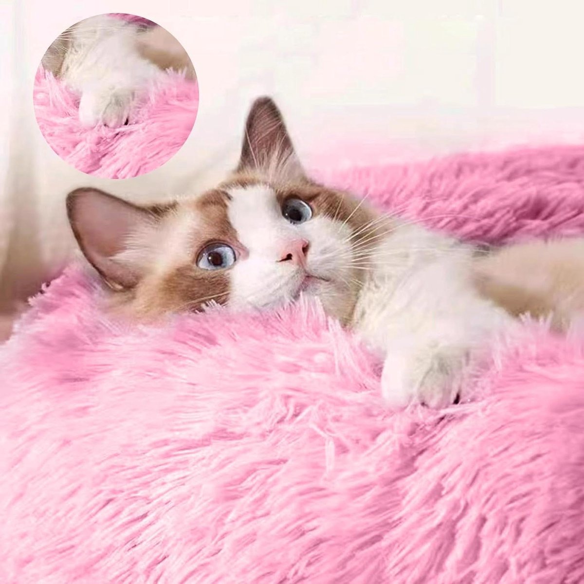 Kattenbed - Huisdier mand - Rustig slapen - Warm en schokbestendig - 70 cm - Roze