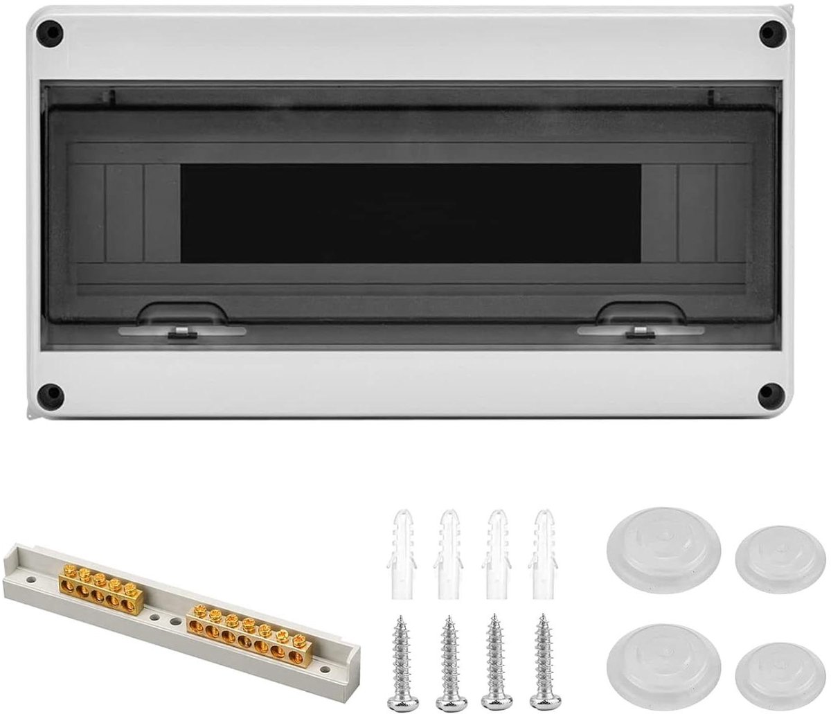 Verdeelbox Elektra - Zekeringkast Buiten - Stroom Verdelen - Messing Klemmen - 18 Modules - Wit