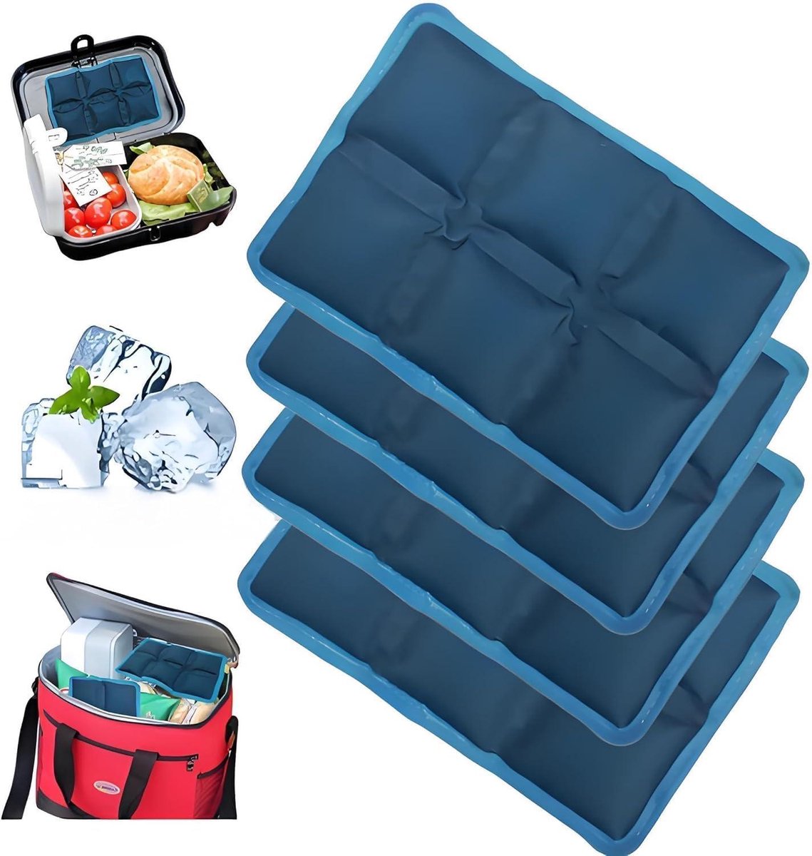 Koelaccu Set - Ijszakken Lunch - Langdurige Koeling - Ultradun Ontwerp - 4 Stuks - Blauw
