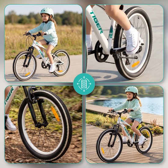 Tiger Bike Kinderfiets voor jongens van 6 tot 10 jaar, 20 inch Wit Groen, wielmaat te kiezen uit 6 versnellingen Shimano, in hoogte verstelbaar van Tiger Bike — afbeelding 3