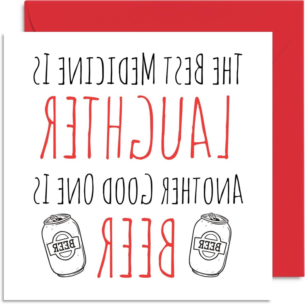 Beterschap kaarten - Grappige wenskaarten - Iemand opvrolijken - Binnenkant blanco - 145 x 145 mm - Bier design