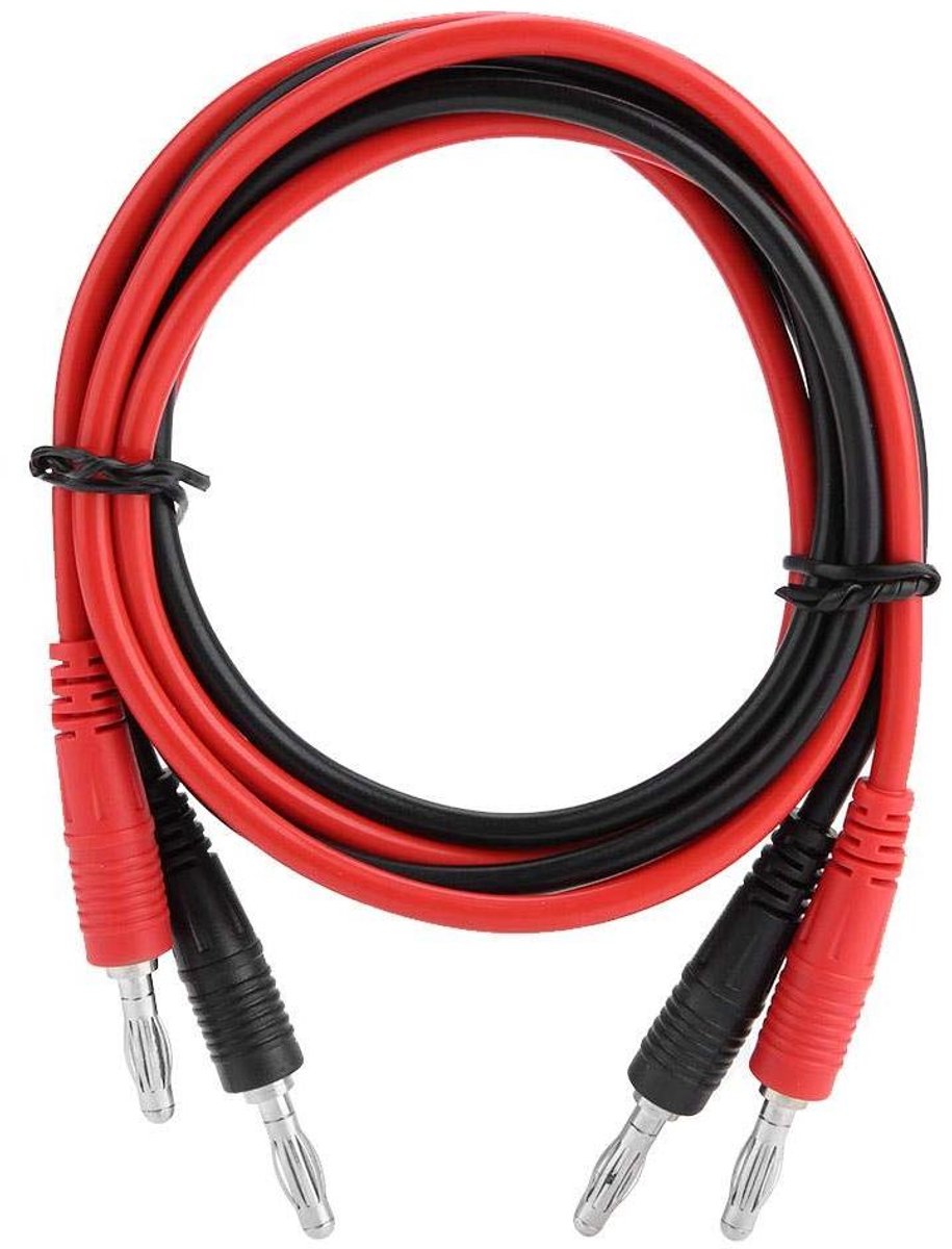 Testkabels - Bananenstekker kabels - Elektrische tests - Met krokodillenclip - 103 cm - Rood en zwart