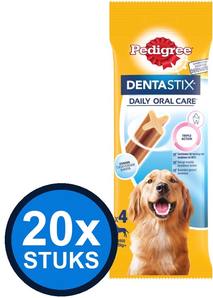 20x Pedigree - Dentastix Maxi Single 4-pack - Hondenvoer Snacks - 154 g