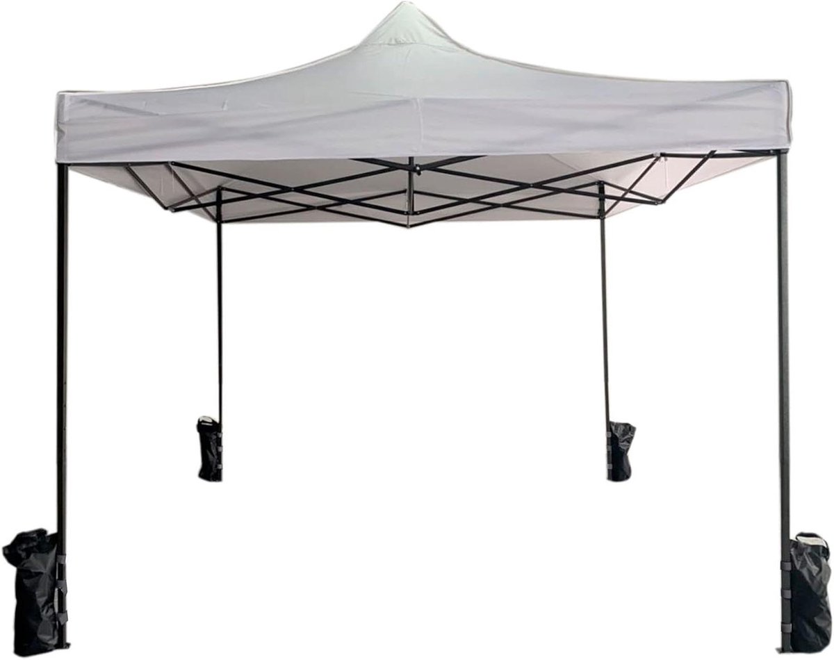 Partytent - Feesttent Gazebo - Buitenfeesten Organiseren - Inclusief 4 Vulbare Gewichten - 3 x 3 x 3.1 meter - Wit
