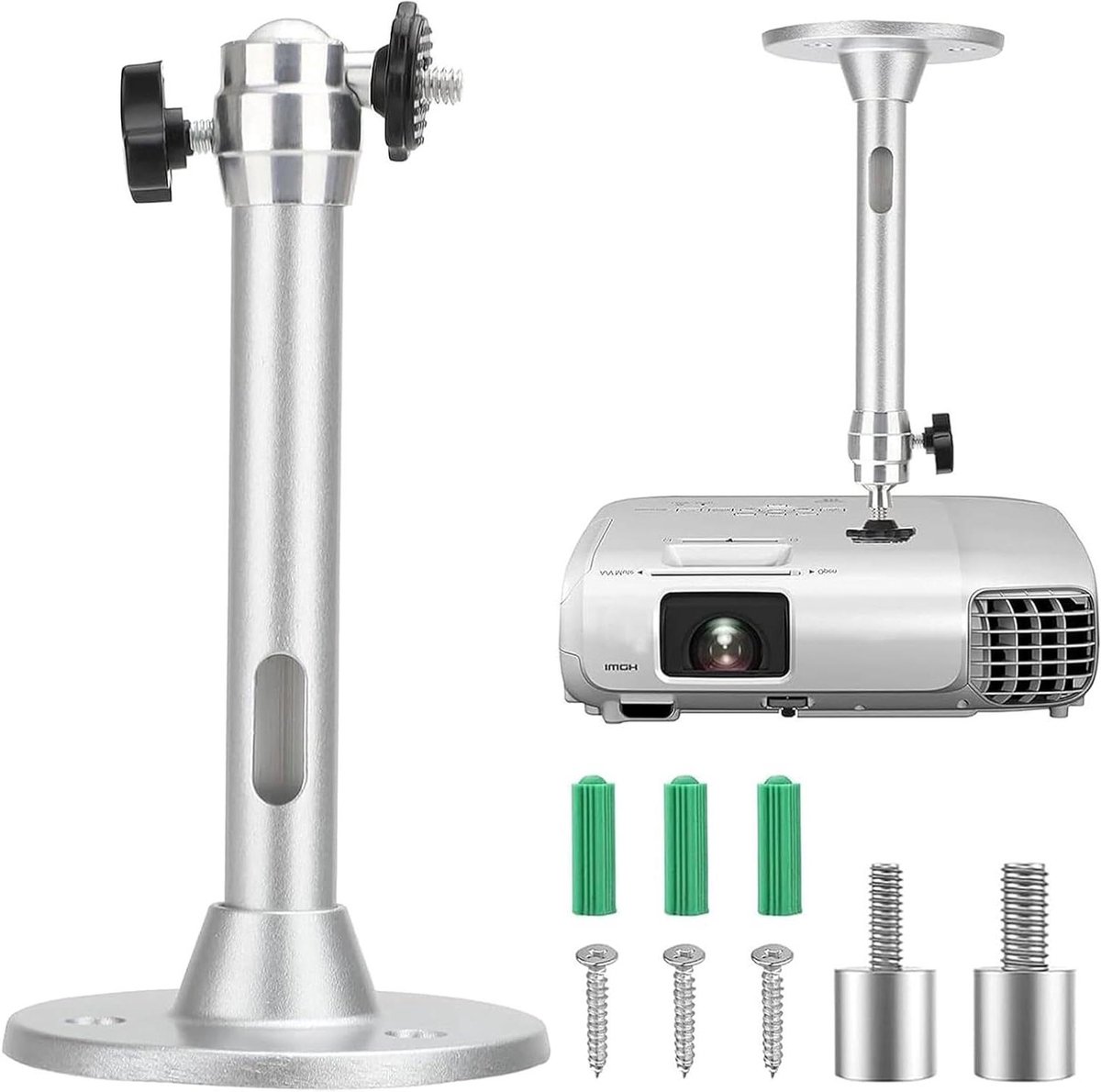 Projector Ophanging - Plafondbeugel - Thuisbioscoop - 360 Graden Draaibaar - 5 kg Draagkracht - Zilver