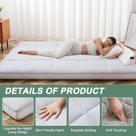 Japanse futon matras - Oprolbaar logeermatras - Gastvrijheid bieden - 10 cm dik traagschuim - 100x203 cm - Zwart — afbeelding 3