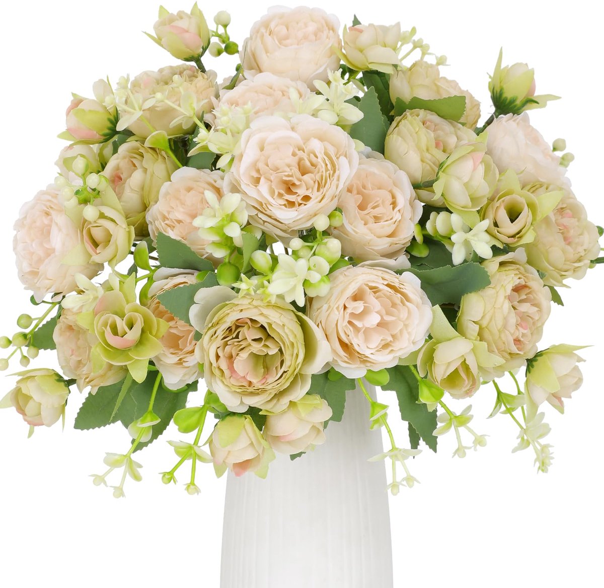 Kunstbloemen wit groene bloemen zijden pioenen boeketten voor bruiloft feest tafel centerpieces bloemstuk huis keuken decor.