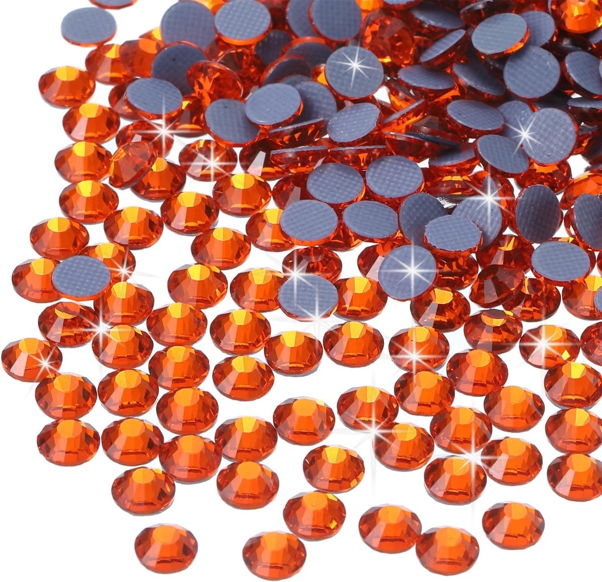 2880 Stk Hotfix strass steentjes met platte achterkant, kristalglas, kunst strass steentjes voor knutselen, kleding, DIY decoratie (SS6 2mm, oranje)