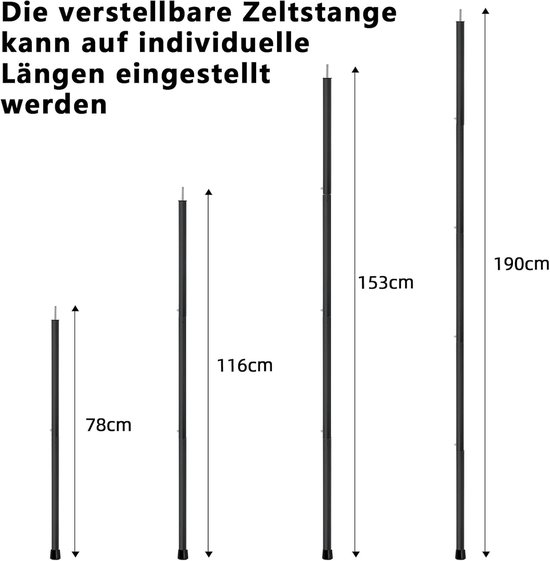 Telescopische Aluminium Stokken voor Tenten en Tarps - Verstelbaar tot 1.9 Meter — afbeelding 4