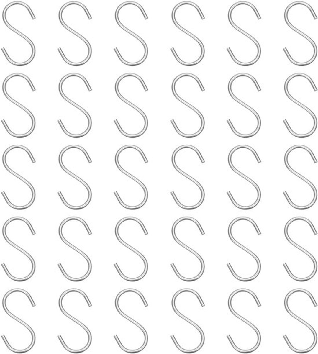 30 stuks 304 roestvrij staal S-vormige haken - kleine S-haken - kledinghaak - keuken haken