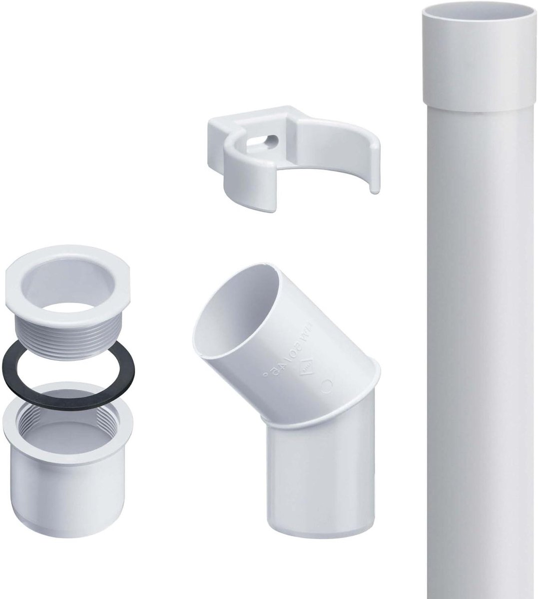 Regenpijp Set - Dakgoot Afvoer - Dakgoot Onderhoud - PVC-U Kunststof - DN 50 2m - Wit