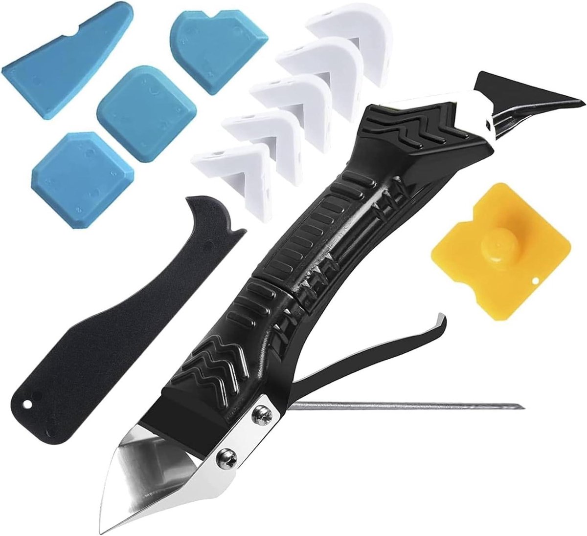Kitverwijderaar Set - Siliconen Trekker - Voegen Afwerken - 5-in-1 Multifunctioneel - 18 x 9 x 4 cm - Wit