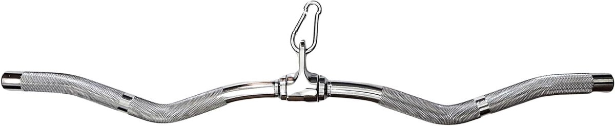 Kabelmachine Barbell Accessoire - Triceps Stang Krulstang - Krachtraining Bovenlichaam - Roterende Handgrepen Draaibare Hanger - 72.4 cm - Chroom