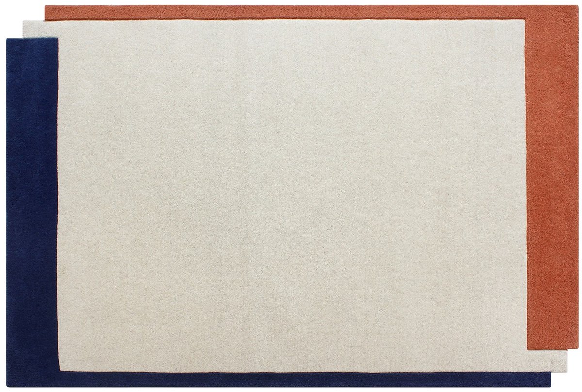 Vente-unique Getuft vloerkleed 100% wol - 200 x 290 cm - Beige, terracotta en donkerblauw - 2200g/m² - MARISA