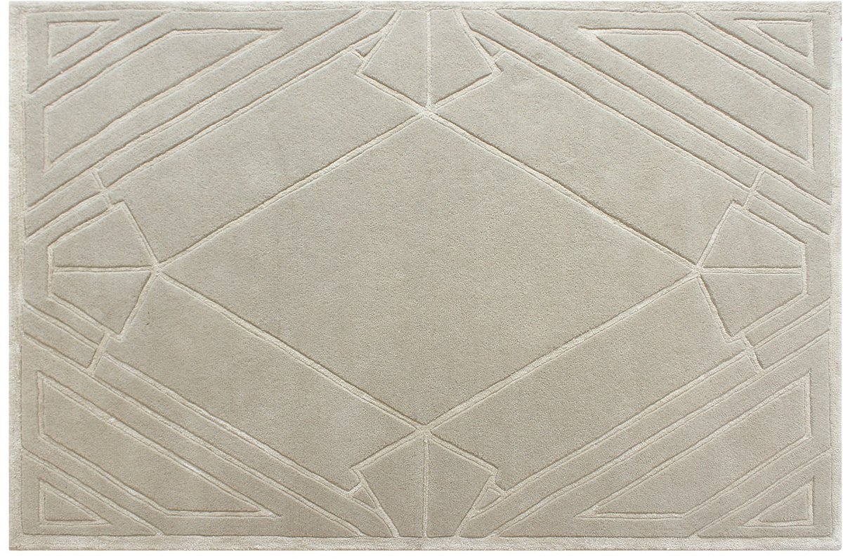 Vente-unique Getuft vloerkleed met reliëf in wol en viscose - 160 x 230 cm - Beige - 2500g/m² - OSMERA