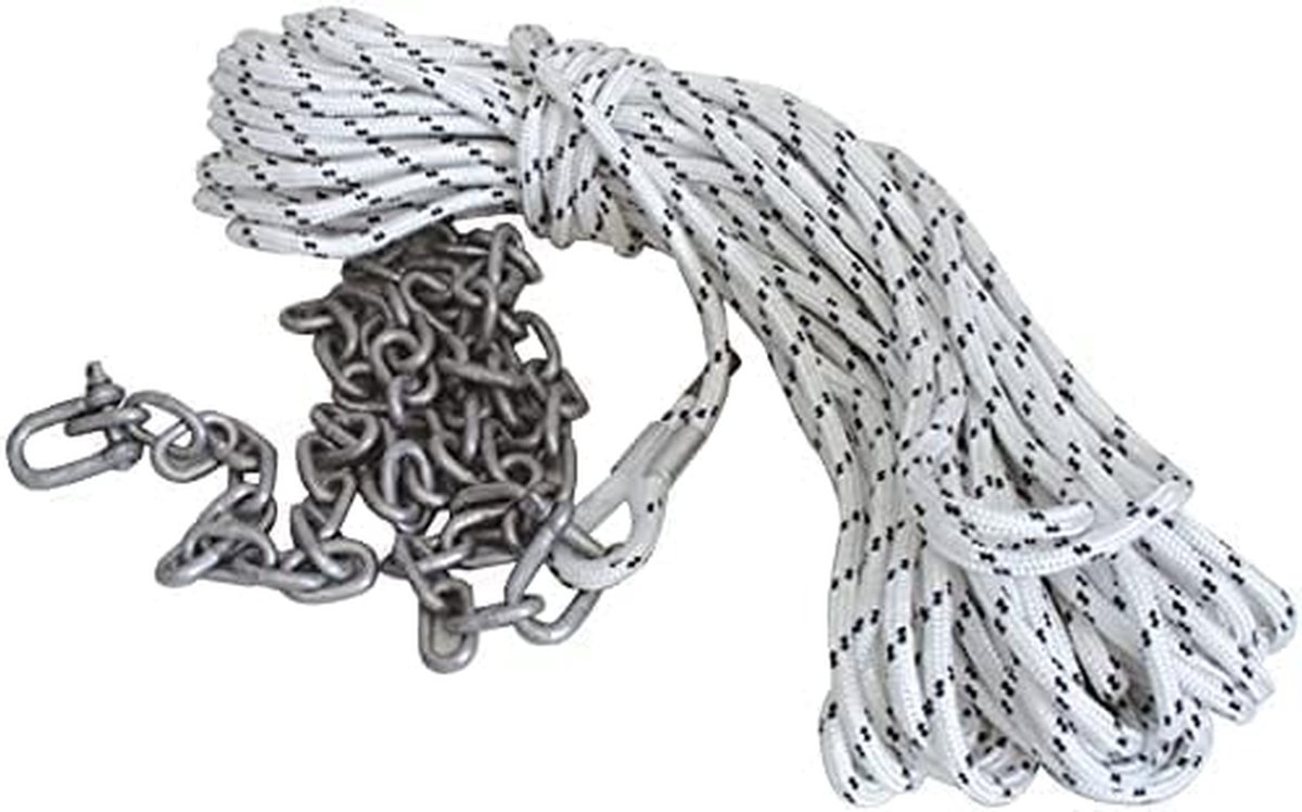 Aanmeerset Boot - Ankerlijn Ketting - Veilig Aanleggen - Roestvrij Staal - 32 m - Zilver