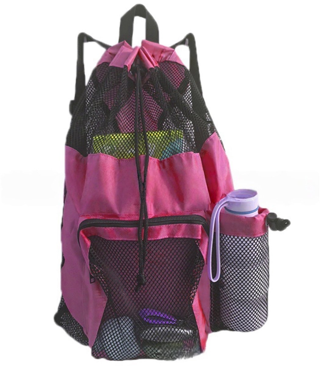 Zwem Mesh Strandtas - Waterdichte Gymnastiekzak - Grote Pooltas - Trekkoordrugzak - Voor Dames En Heren - Roze