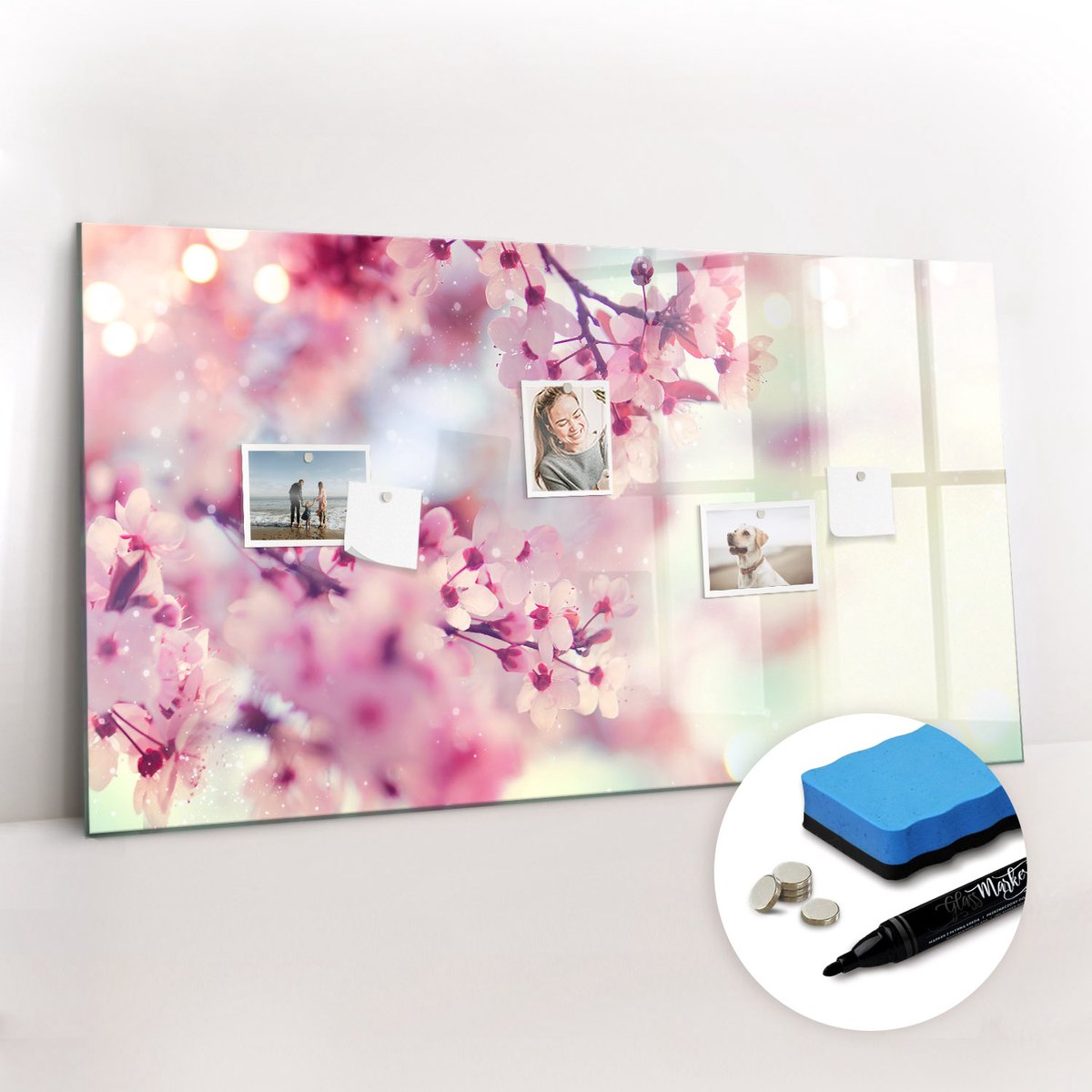Tulup Whitebord - Lentebloemen - 120 x 60 cm - Veelkleurig Memo Bord - Gratis 5 Sterke Magneten + Whiteboard Marker & Wisser - Moderne Wanddecoratie - Memo Magneetbord - Notitiebord Werkplek
