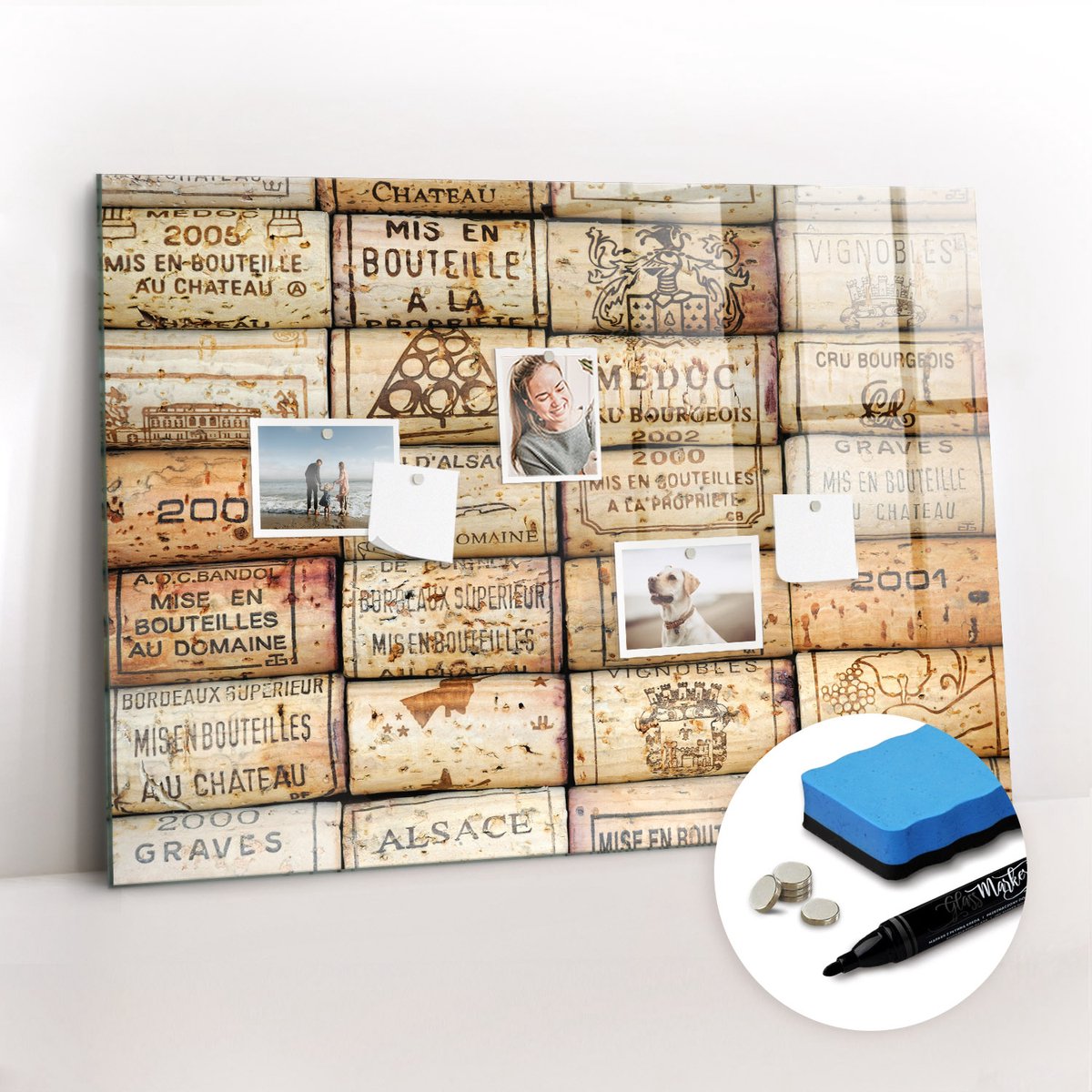Tulup Whitebord - Wijnkurken - 100 x 70 cm - Bruin Magnetisch Memobord - Inclusief Gratis Magneten & Marker & Spons - Wanddecoratie Kantoor - Magnetisch Bord Kind - Productiviteit Tools