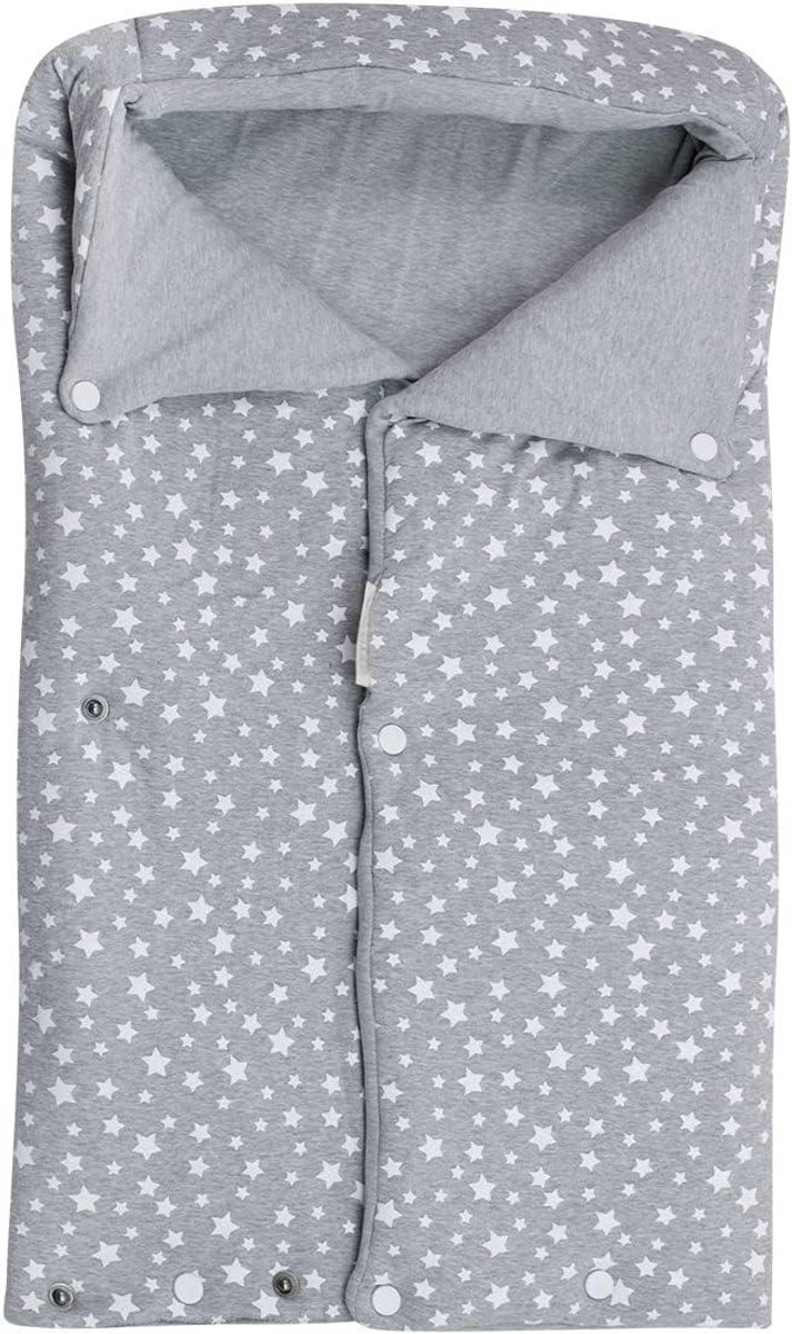 Reiswiegzak Katoen - Voetenzak Kinderwagen - Baby Warm Houden - Oeko-tex Gecertificeerd - 35 x 80 cm - Wit Sterren